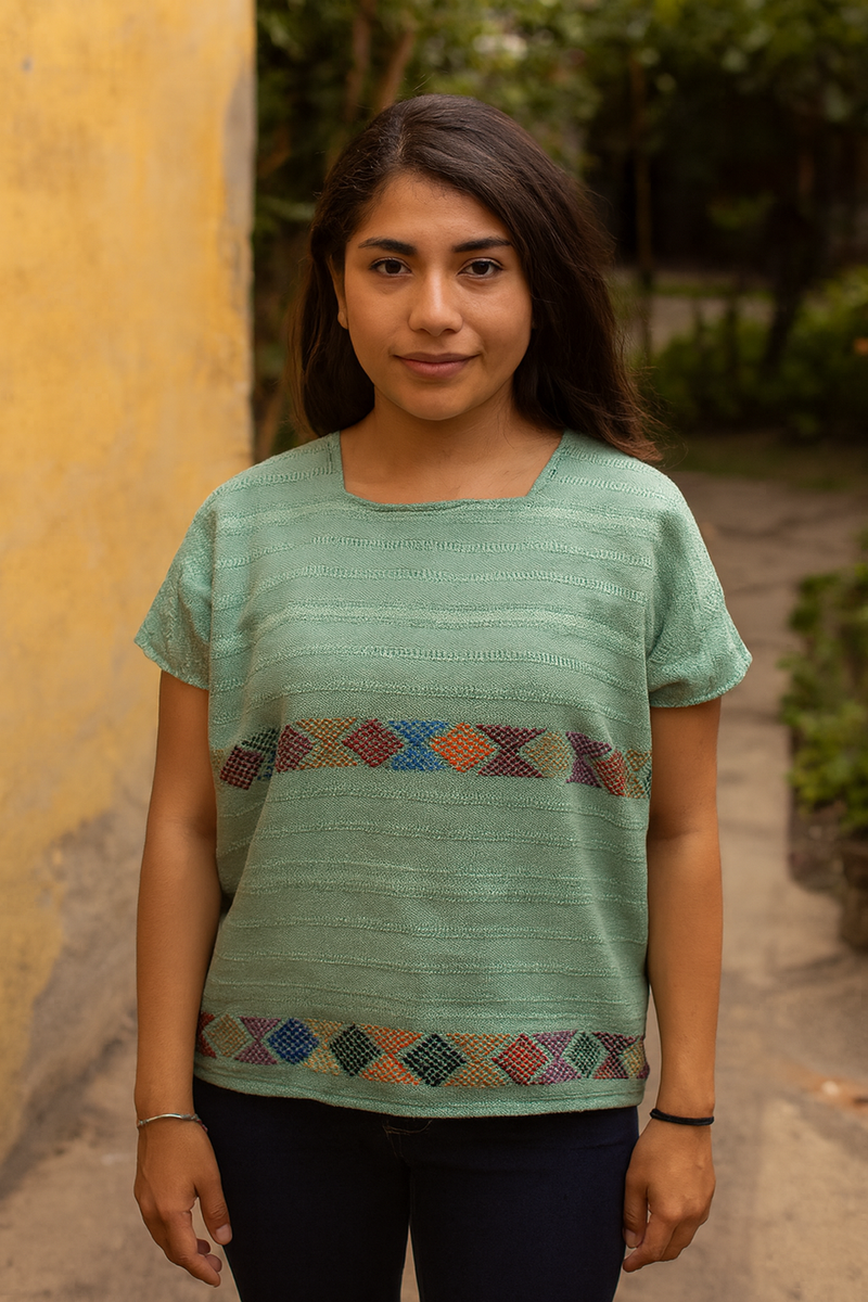 Turquoise Cotton Blouse