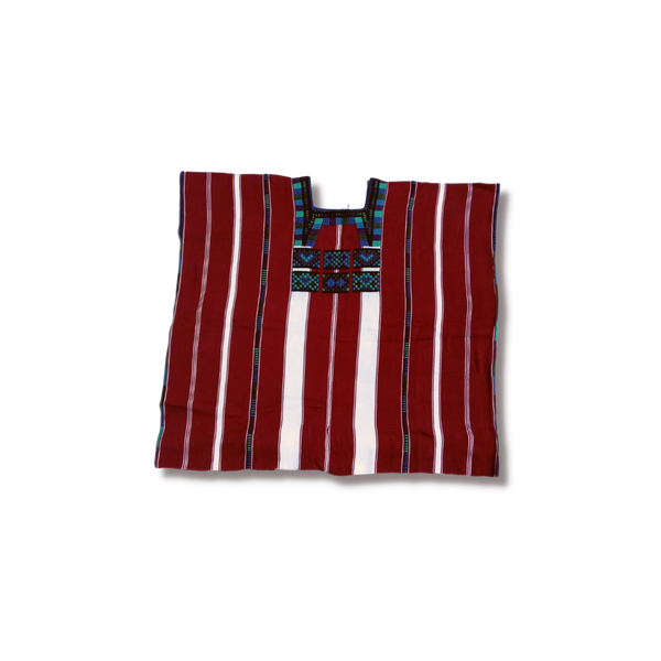 Maroon Huipil with White Stripe