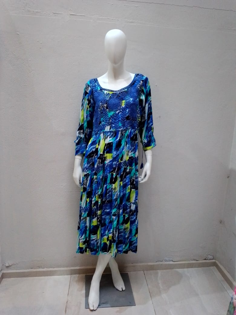 Embroidered Aguacatenango Dress with Blue Flights