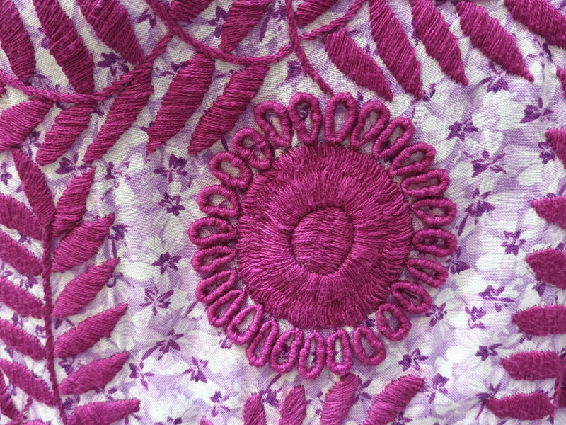 Embroidered Aguacatenango Dress with Lilac Flights