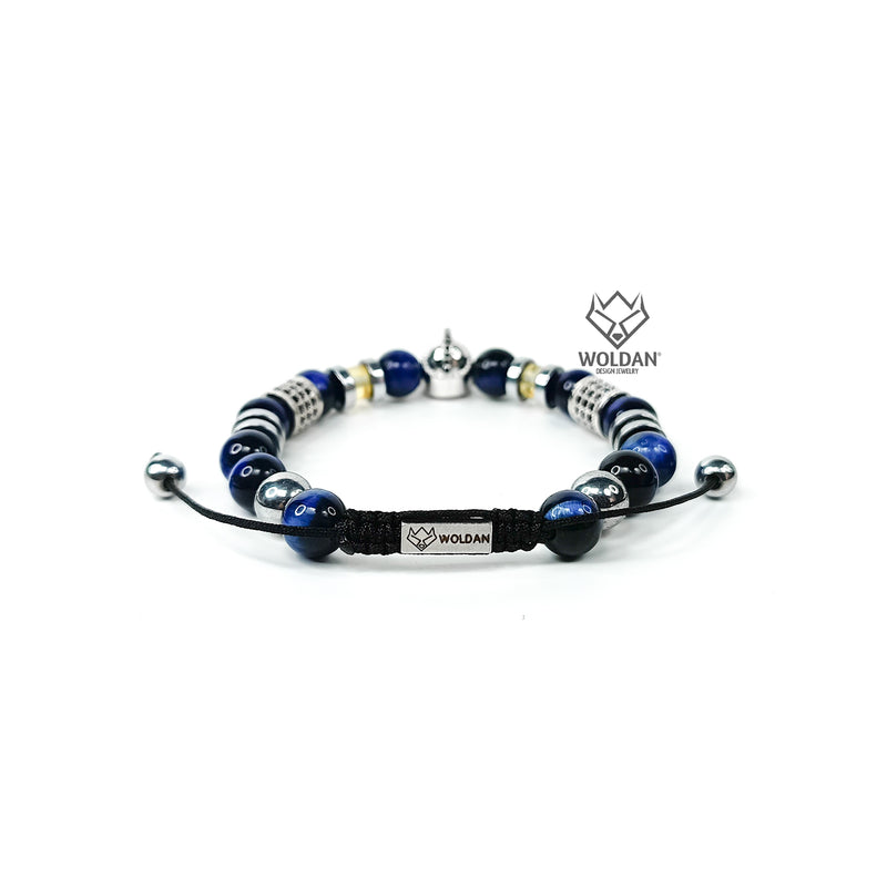 Blue Quartz Bracelet with Medieval Helmet Charm