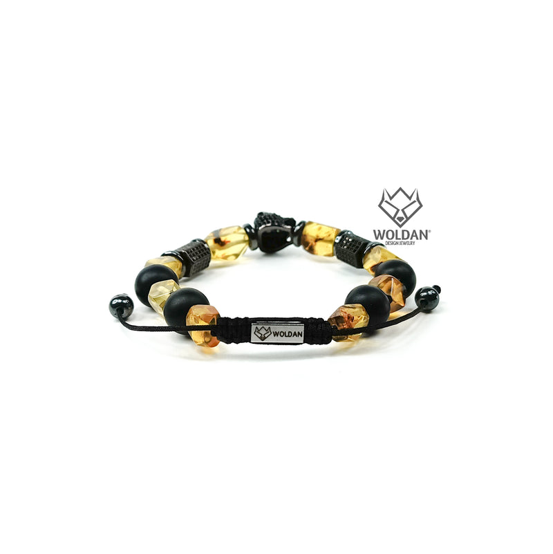 Cobra-Themed Bracelet with Faceted Amber