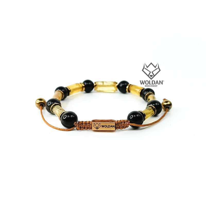Golden Model Bracelet with Amber and Quartz