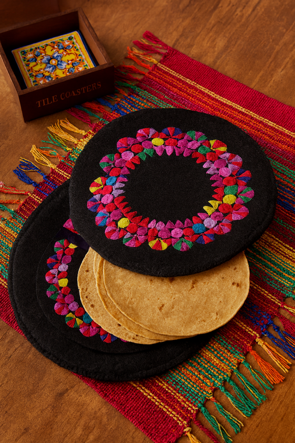 Wool Tortilla Warmer with Felt Lining