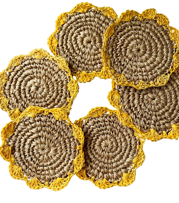 Yellow Petal Coaster Set of 6