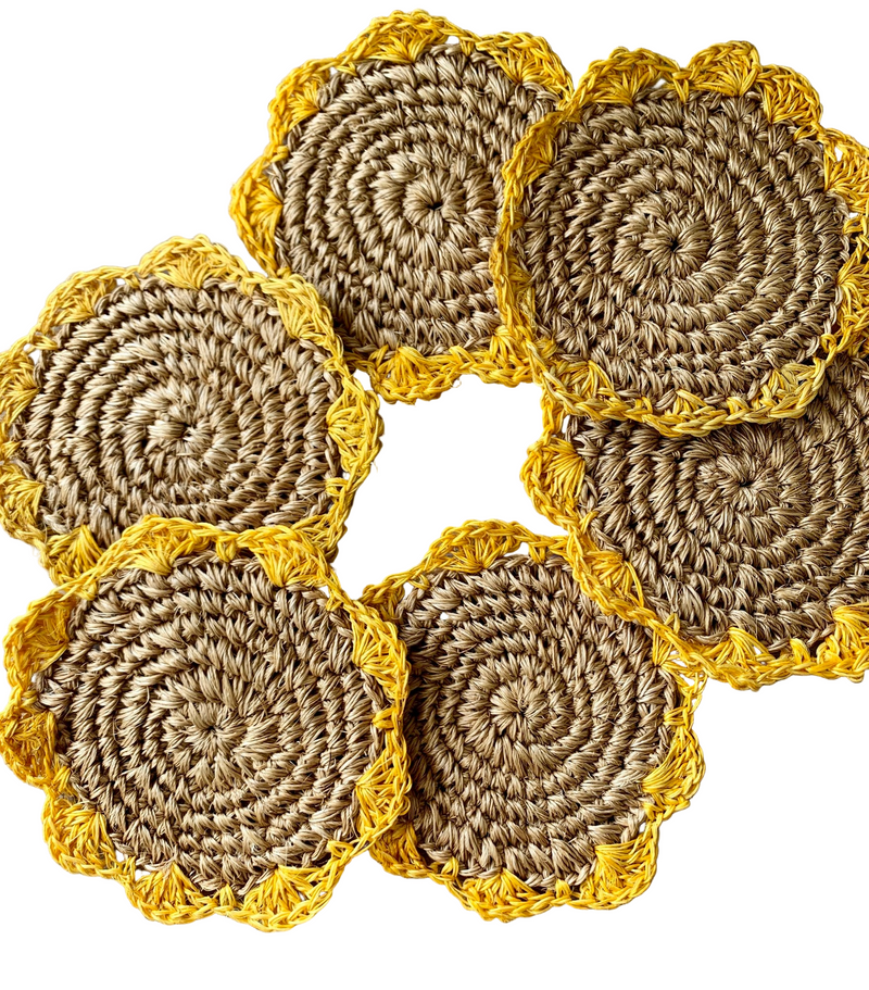 Yellow Petal Coaster Set of 6