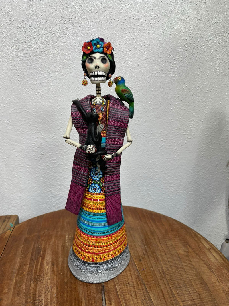 Frida with Animals – Polychrome Clay Figure