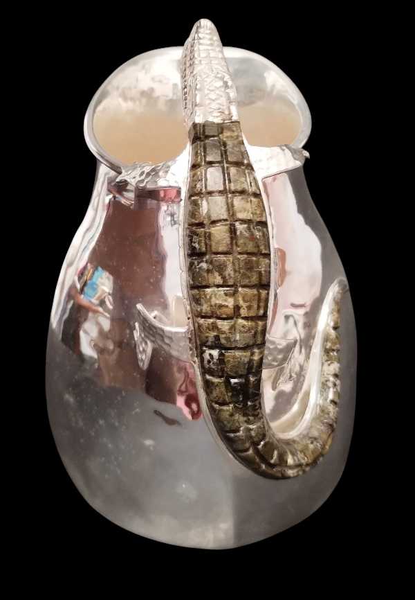 Square Creamer with Crocodile Design and Spoon