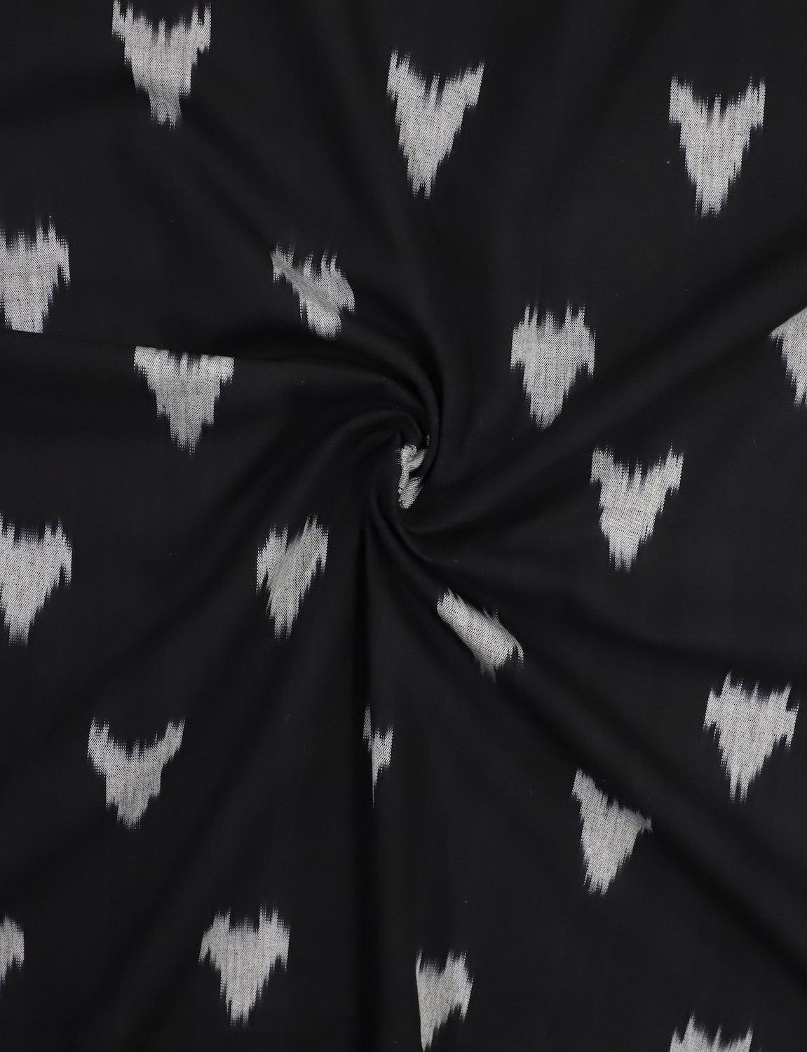 Black White Ikat Handwoven Cotton Fabric by the Yard - Passion Lilie