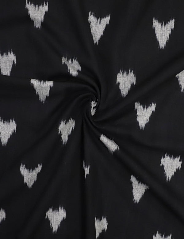Black White Ikat Handwoven Cotton Fabric by the Yard - Passion Lilie