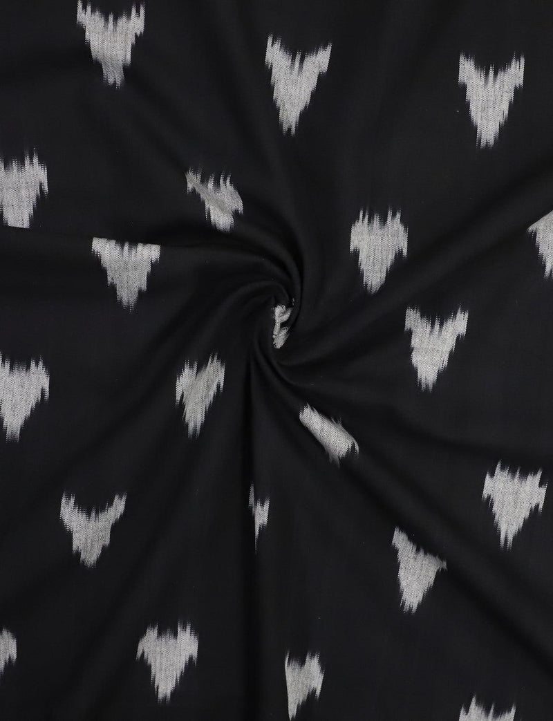 Black White Ikat Handwoven Cotton Fabric by the Yard - Passion Lilie