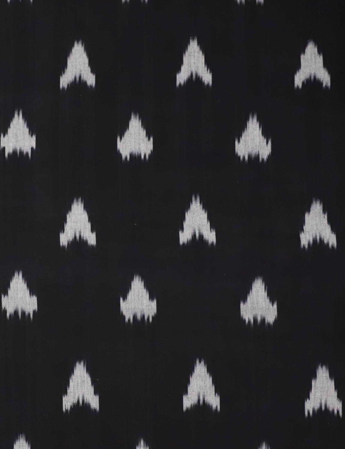 Black White Ikat Handwoven Cotton Fabric by the Yard - Passion Lilie
