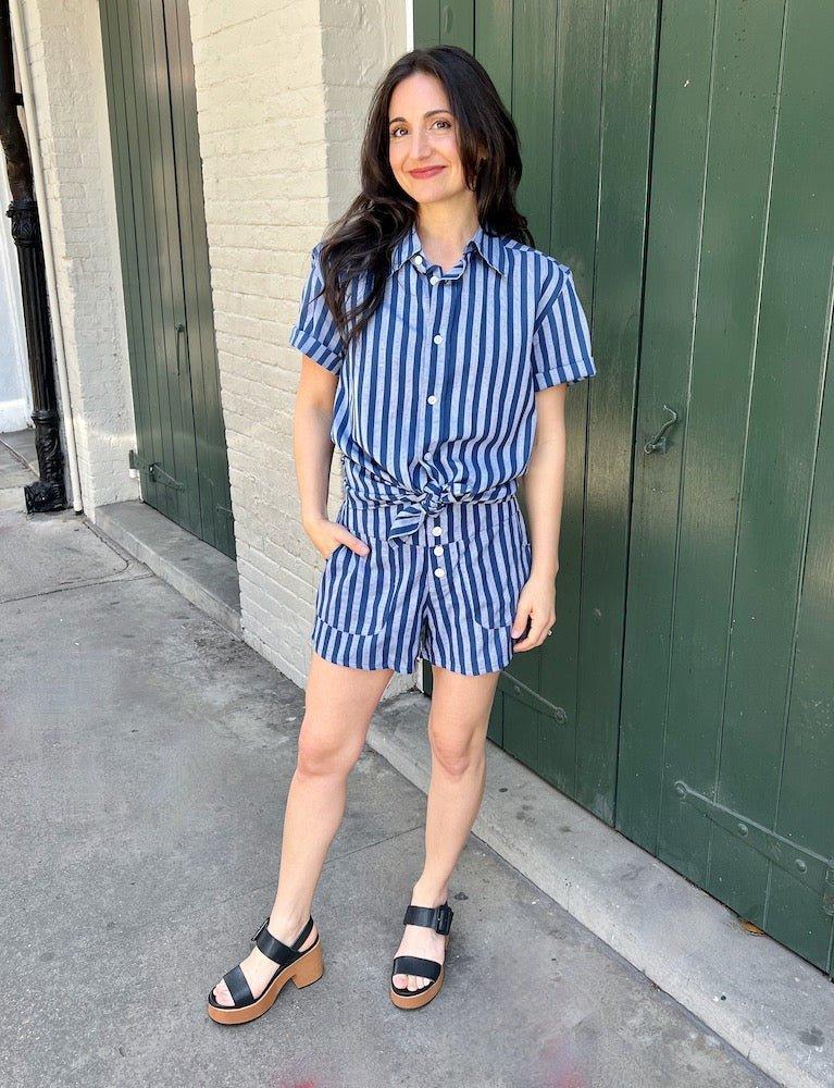 Blue Bayou Striped Organic Cotton Men's Button Down Shirt - Passion Lilie