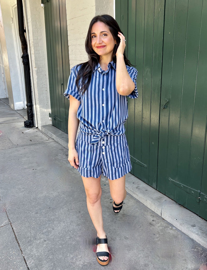 Blue Bayou Striped Organic Cotton Men's Button Down Shirt - Passion Lilie