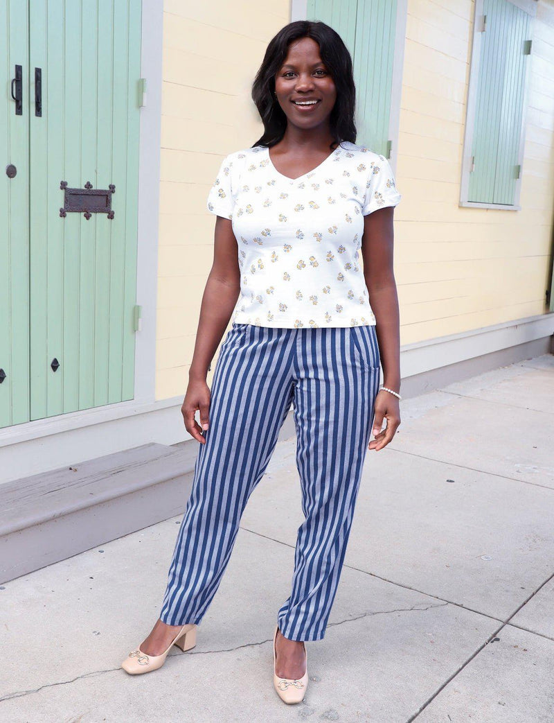 Blue Bayou Striped Organic Cotton Pants - Passion Lilie