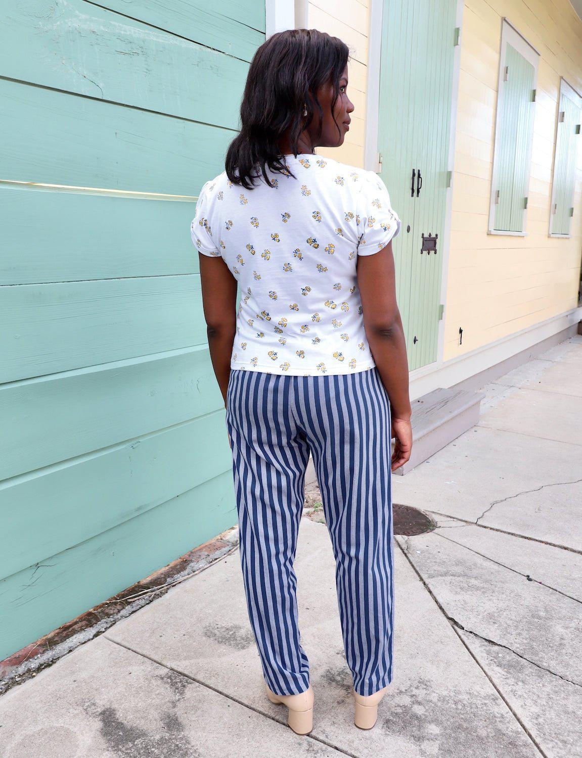 Blue Bayou Striped Organic Cotton Pants - Passion Lilie