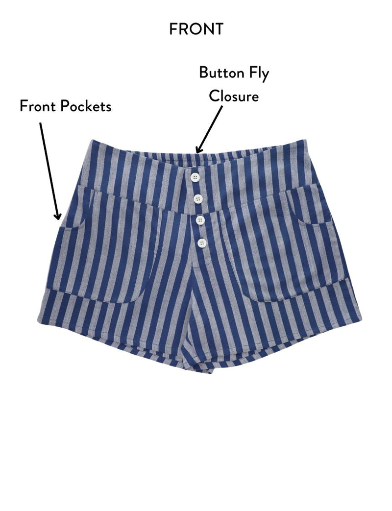 Blue Bayou Striped Organic Cotton Shorts - Passion Lilie