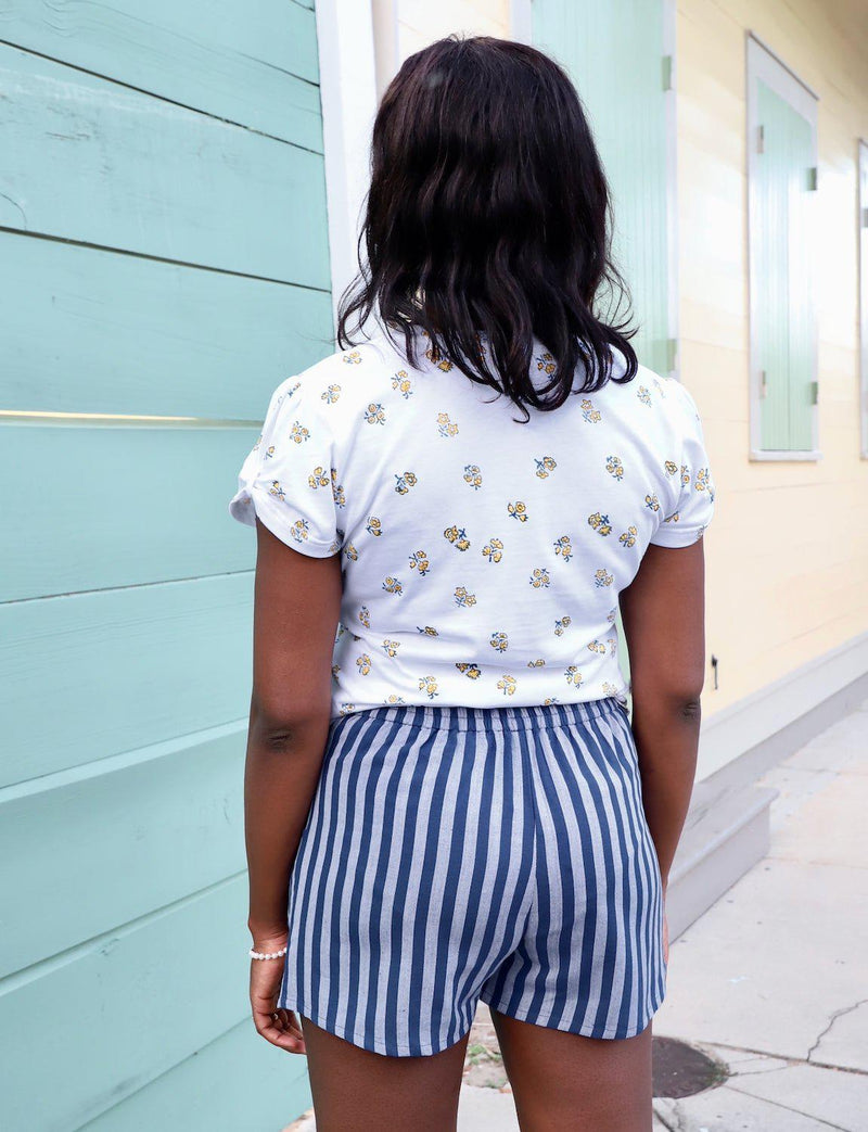 Blue Bayou Striped Organic Cotton Shorts - Passion Lilie