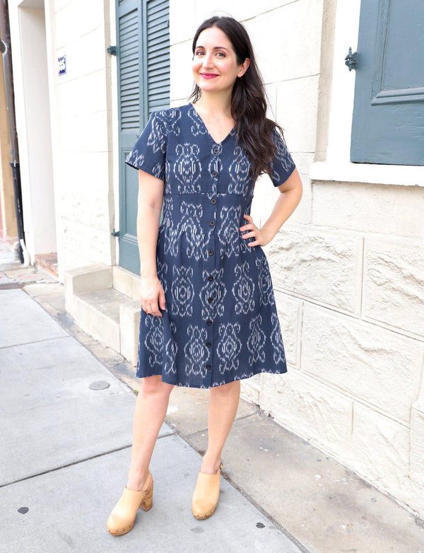 Blueberry Organic Cotton Button Dress - Passion Lilie