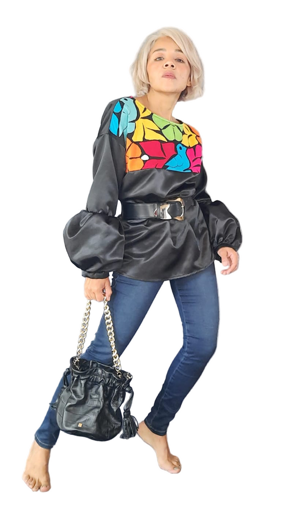 Clumped Sleeve Blouse