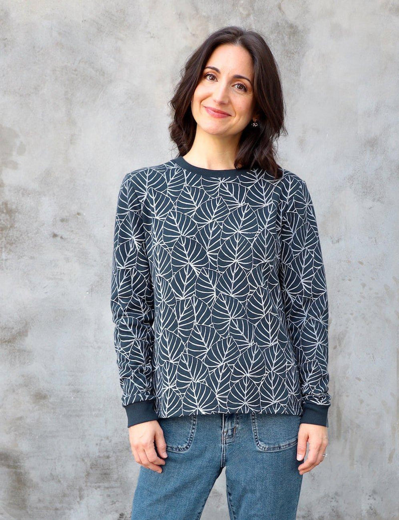 Botanical Navy Organic Fleece Sweater - Passion Lilie