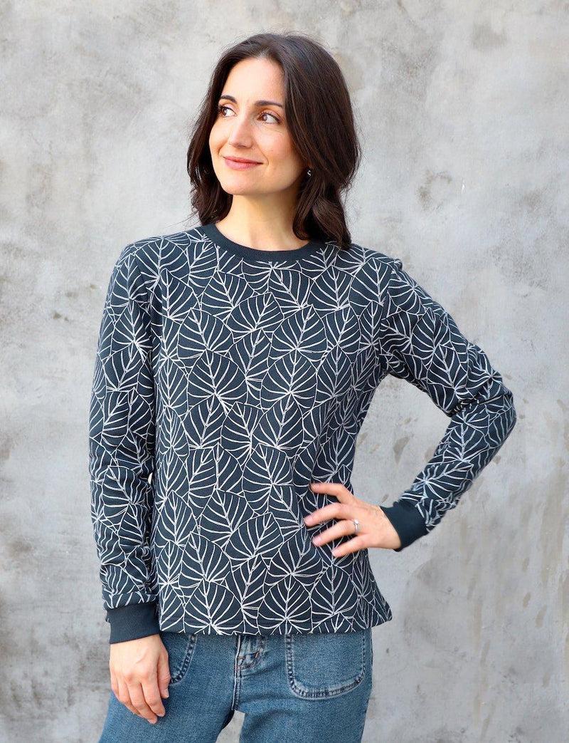 Botanical Navy Organic Fleece Sweater - Passion Lilie