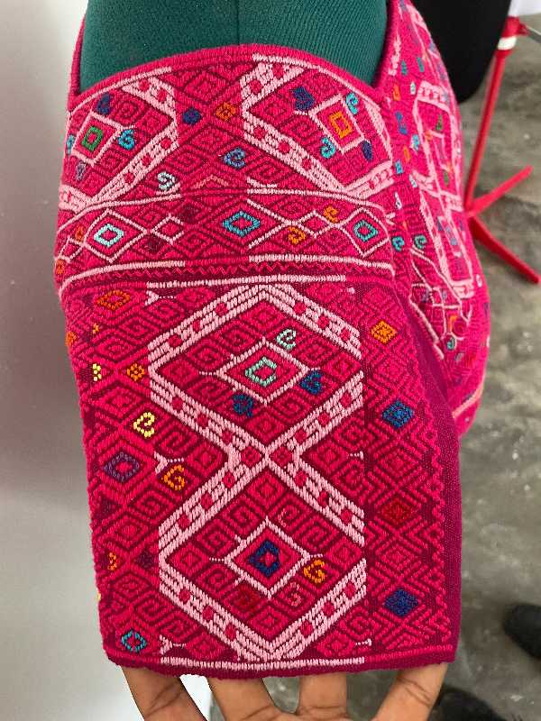 Huipil with Traditional Fuchsia Brocade
