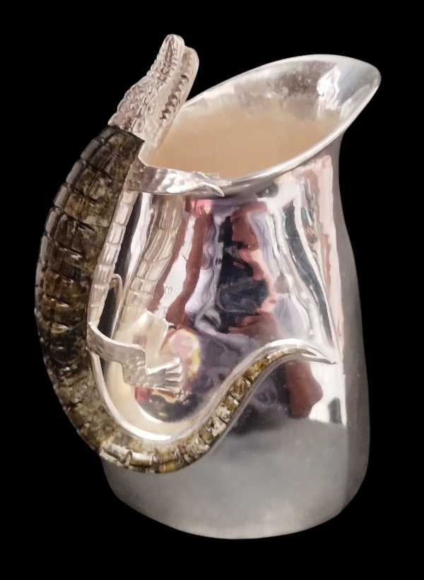 Square Creamer with Crocodile Design and Spoon