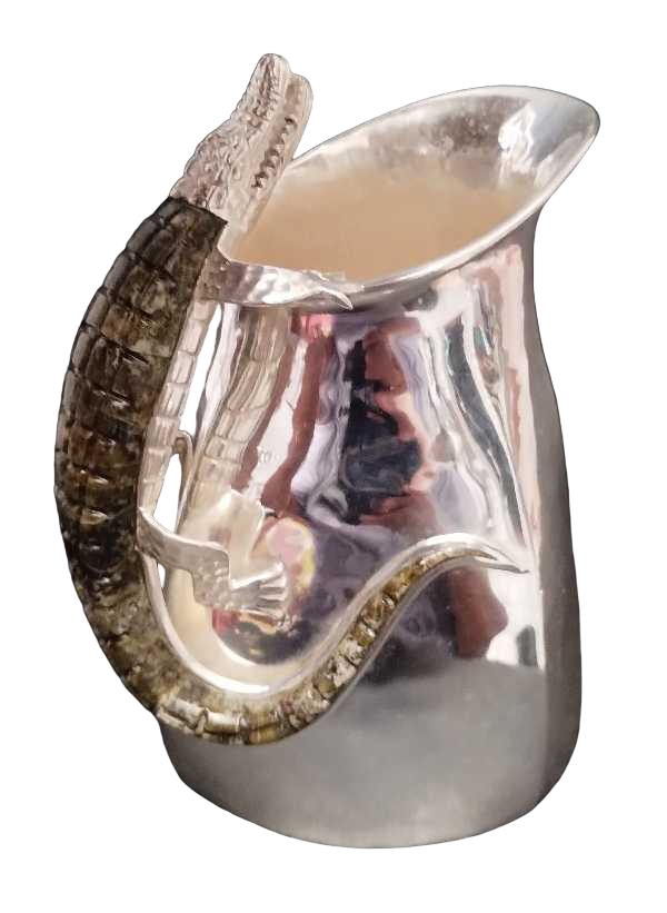 Square Creamer with Crocodile Design and Spoon