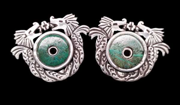 Serpent Earrings with Chalchihuite Stone