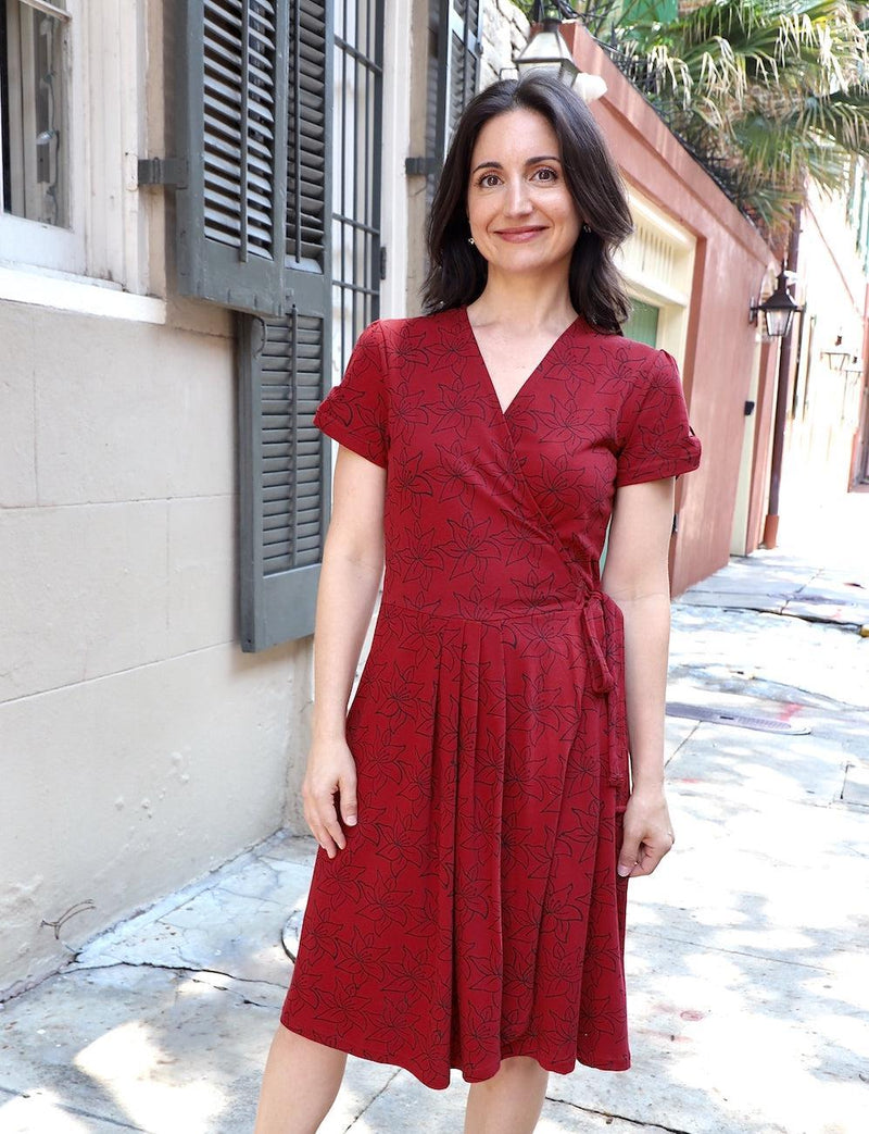 Cabernet Organic Wrap Dress - Passion Lilie