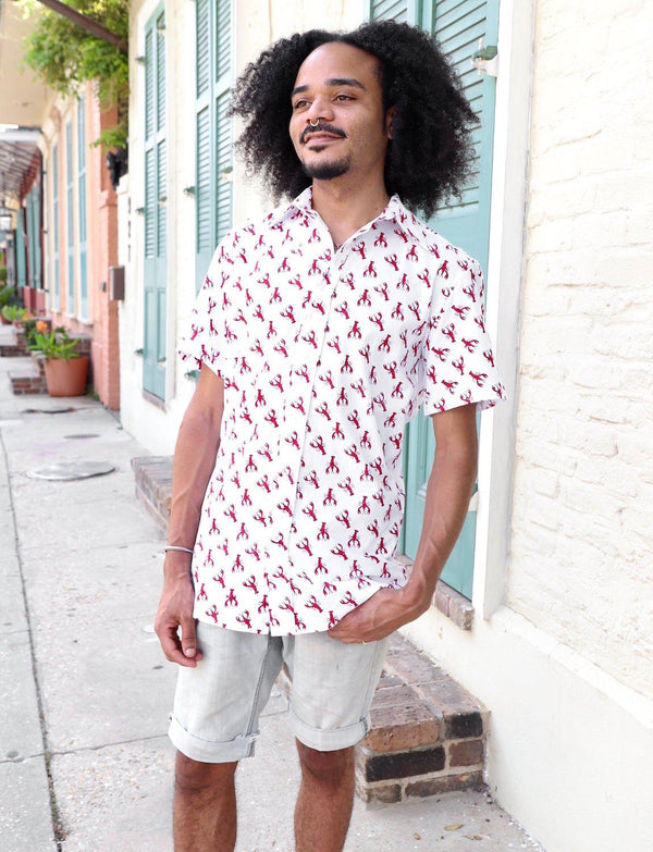 Crawfish Organic Cotton Men's Button Down Shirt - Passion Lilie