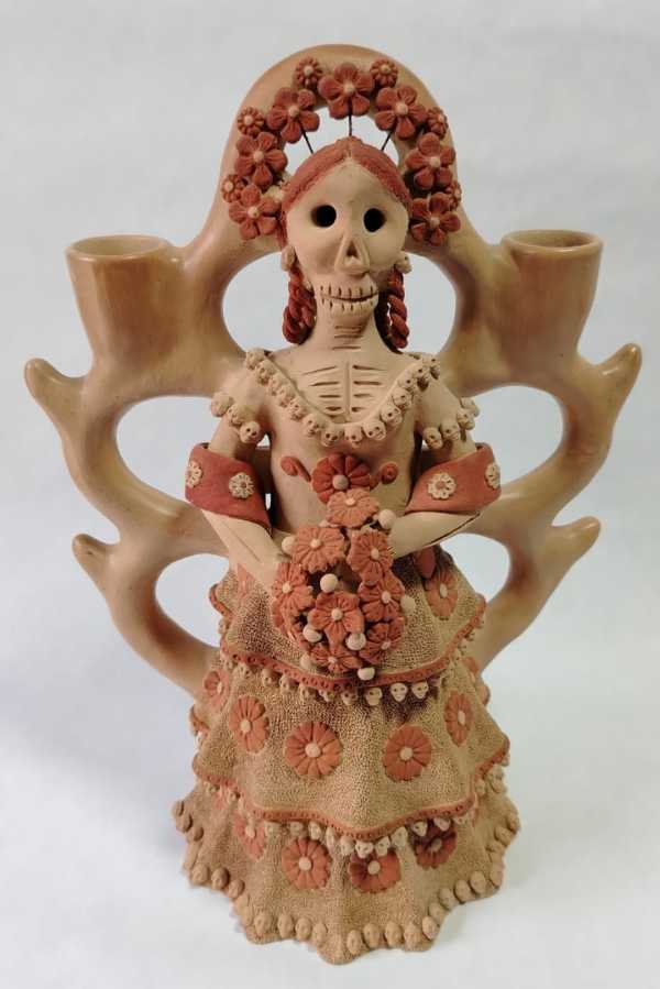 Candleholder Catrina with Natural Clay Finishes