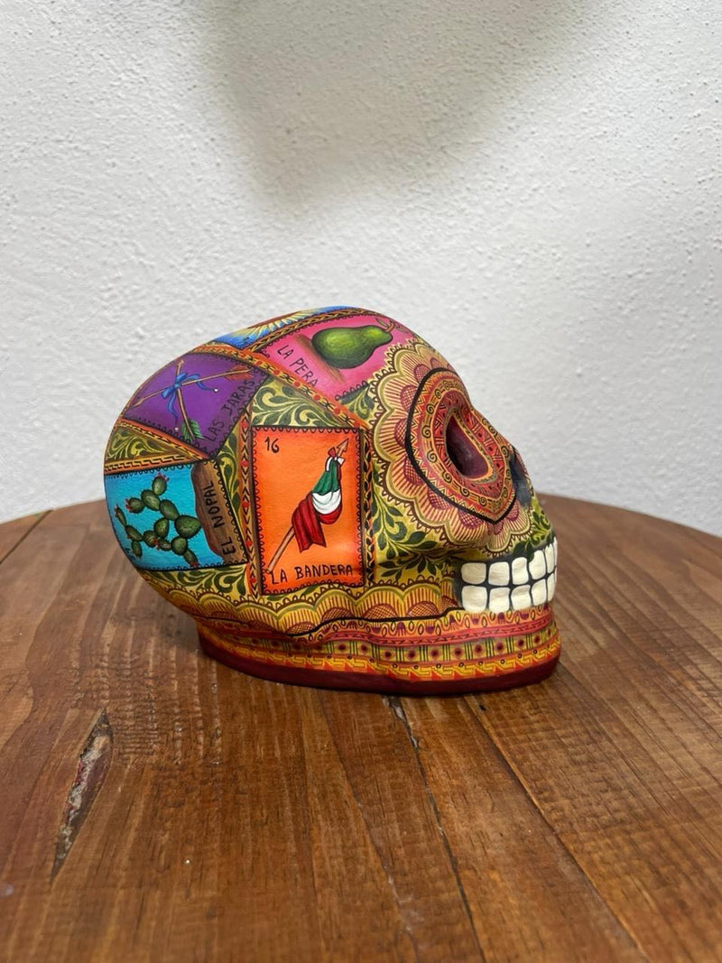 Loteria Skull – Polychrome Clay