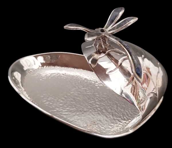 Leaf-Inspired Candy Dish with Dragonfly Design
