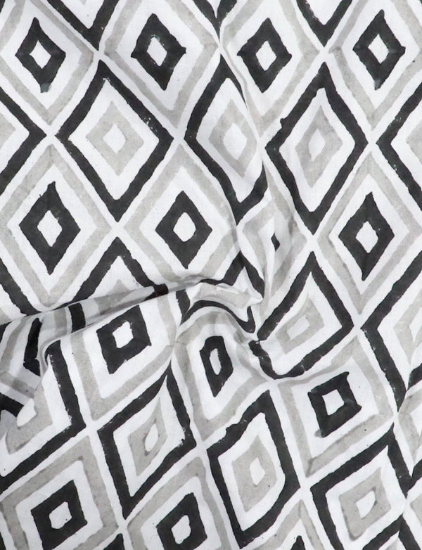 Diamond Block Printed Cotton Fabric by the Yard - Passion Lilie