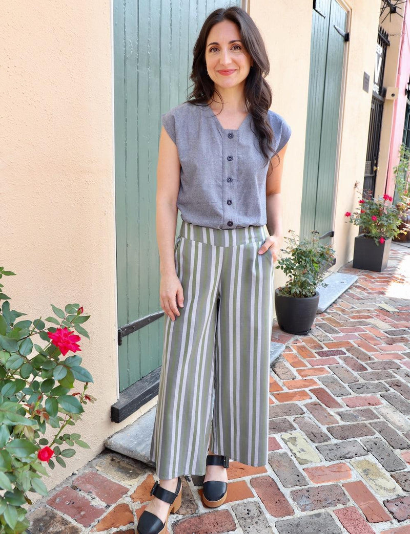 Earth Toned Striped Organic Cotton Pants - Passion Lilie