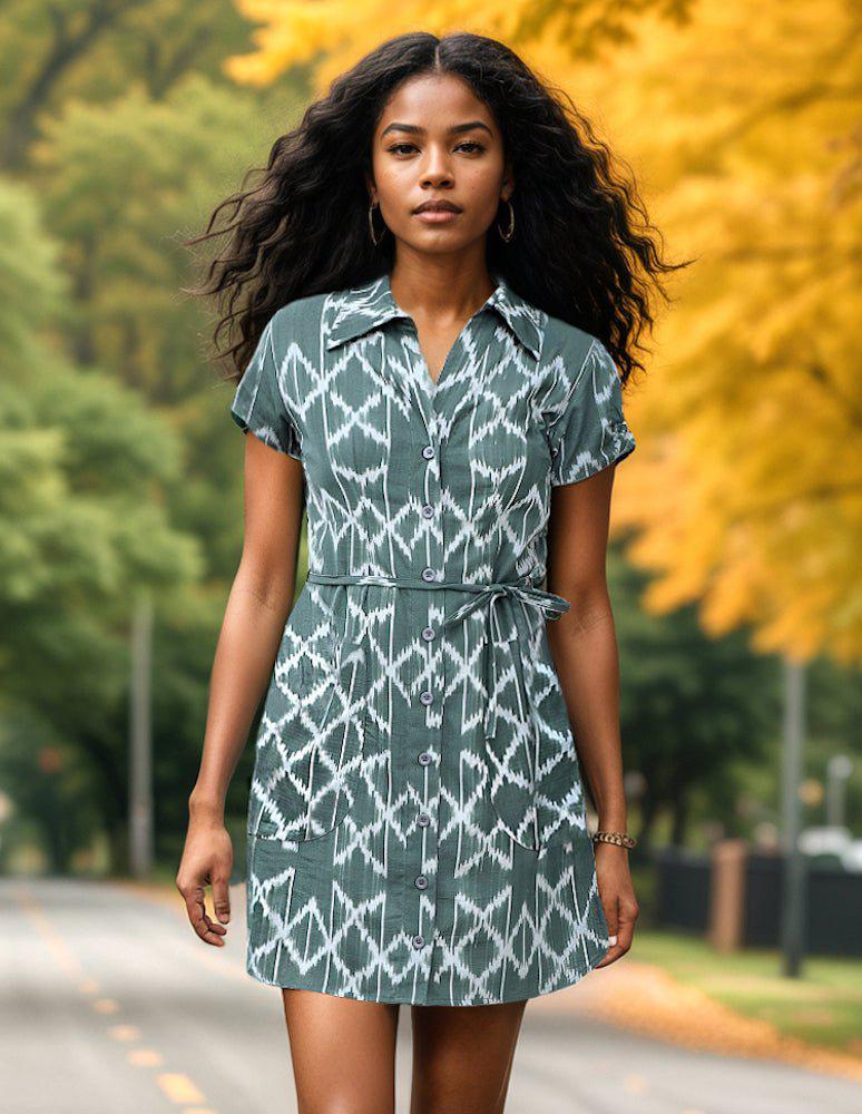 Evergreen Organic Cotton Button Dress - Passion Lilie