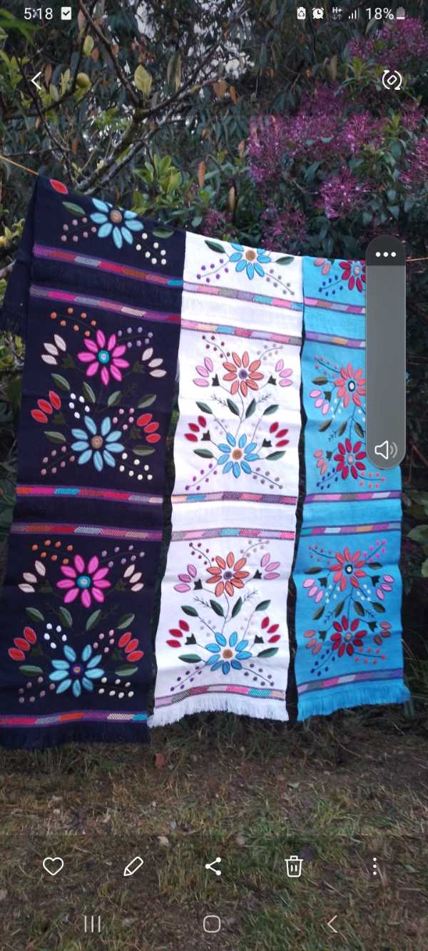 Handwoven Napkins with Colorful Embroidery