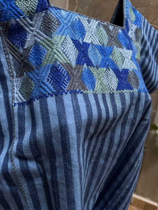 Striped Blue Huipil
