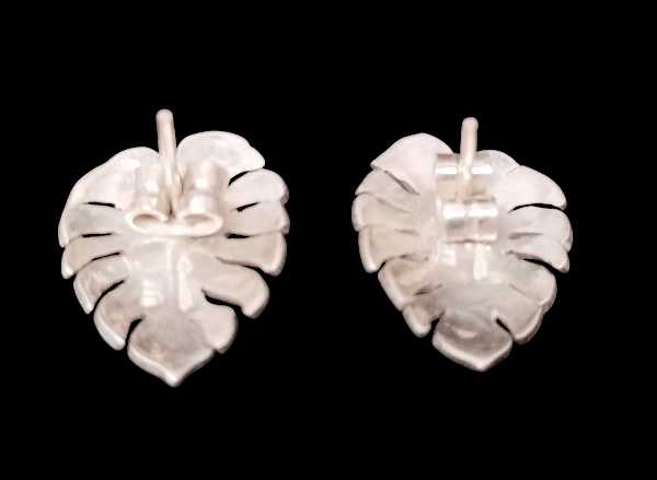 Monstera Leaf Earrings in Sterling Silver