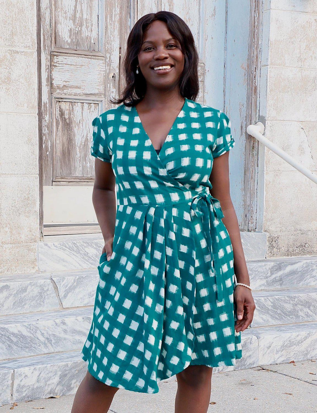 organic cotton wrap dress Harita Teal I Passion Lilie XL based pigments that are style-neckline-plunging Size:6 Medium Mylie Denim Maxi Dress
