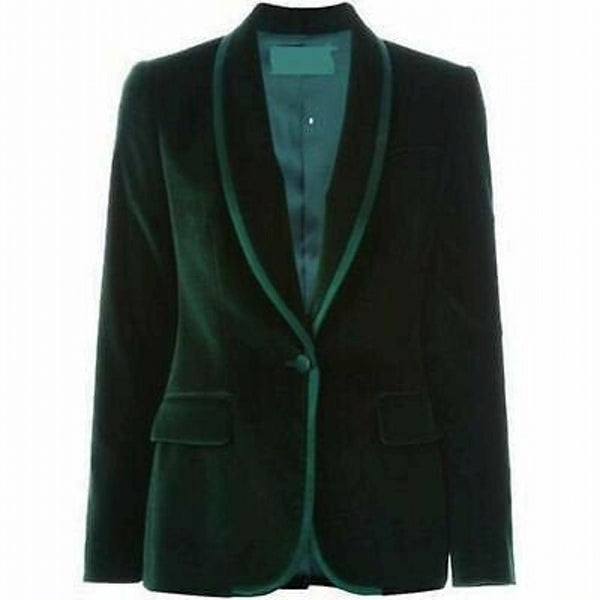 Women Velvet Blazer Wedding Prom Party Wear Slim Fit Green Jacket Coat Gift For Her