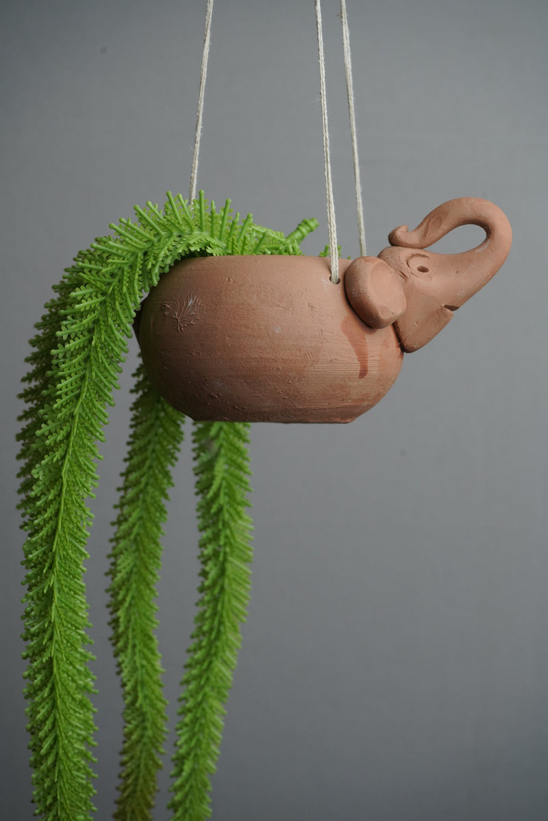 Terracotta Elephant Hanging 2 Planters