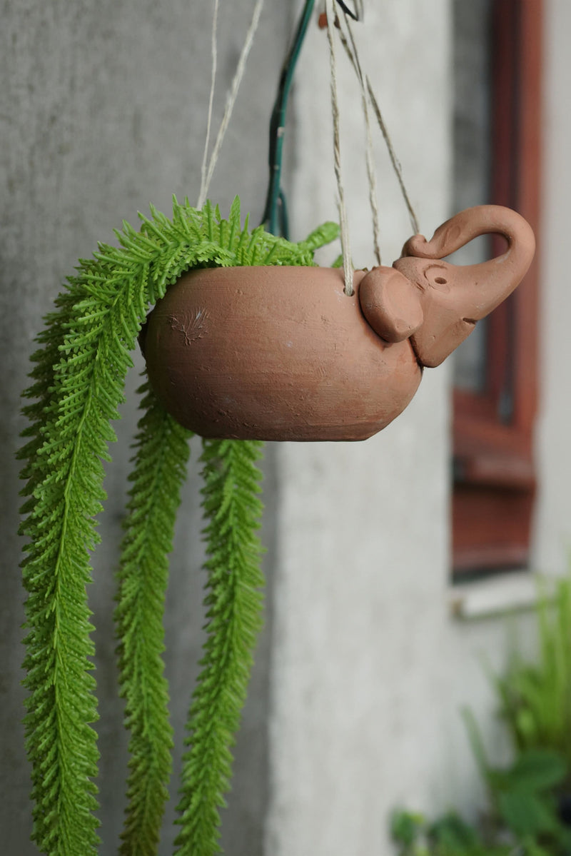 Terracotta Elephant Hanging 2 Planters