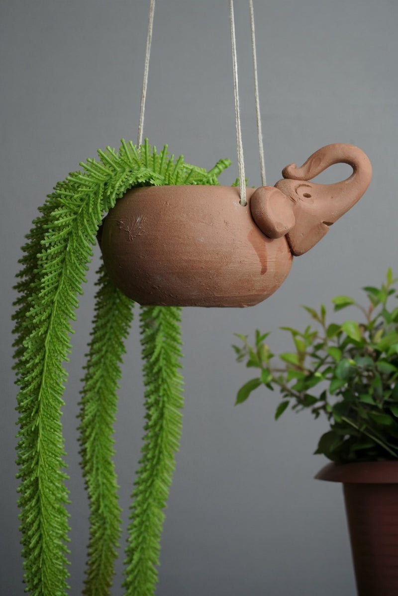 Terracotta Elephant Hanging 2 Planters