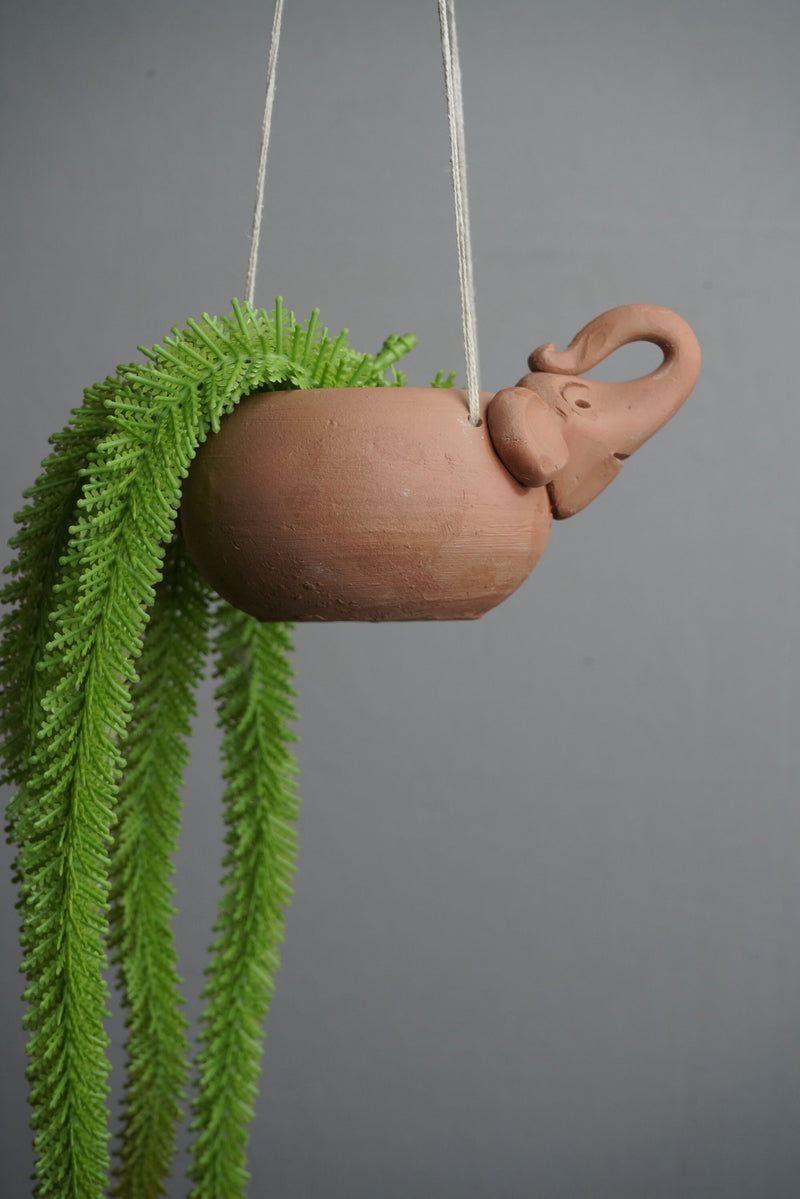 Terracotta Elephant Hanging 2 Planters