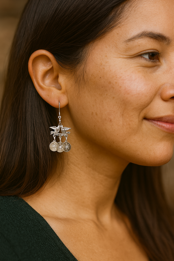 Silver hummingbird earrings
