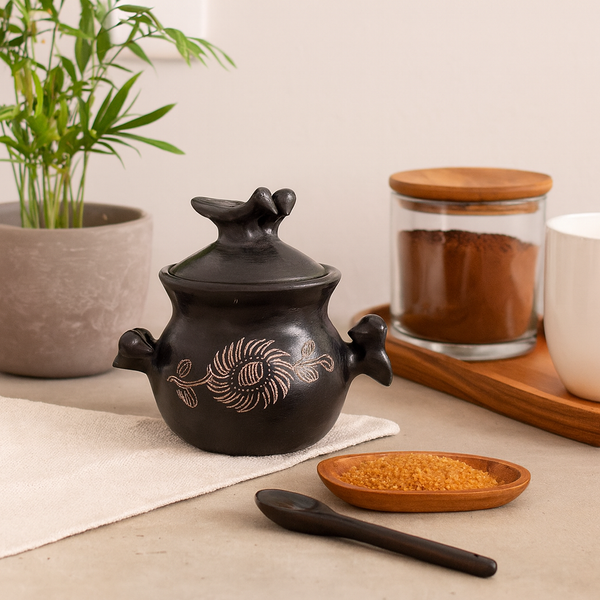 Quinchamalí sugar bowl with popcorn