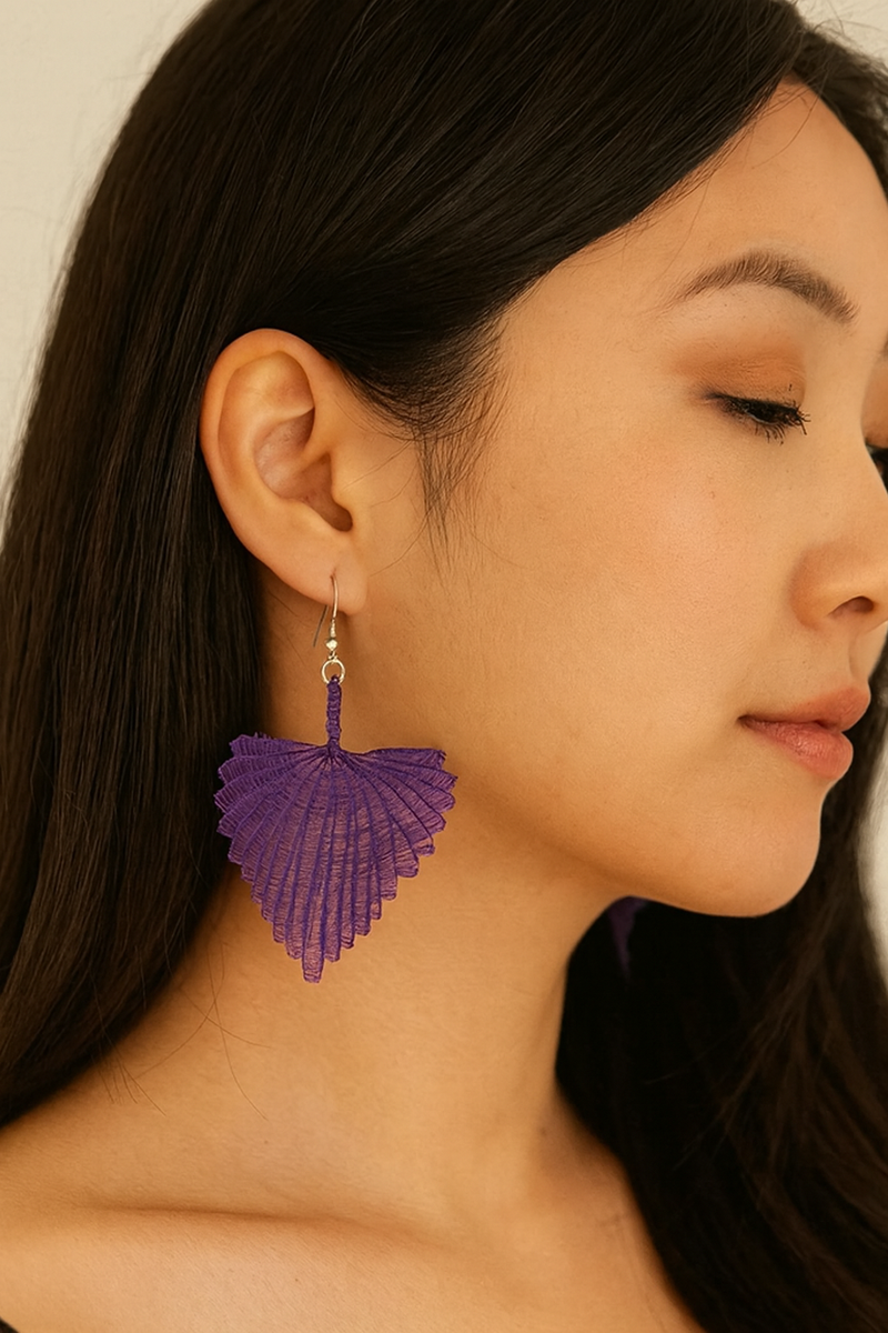 Horsehair Fan Earrings – Purple